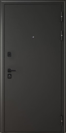 Входная дверь Леон Черный шелк ФЛЗ-панорама Сандал Белый AGAT